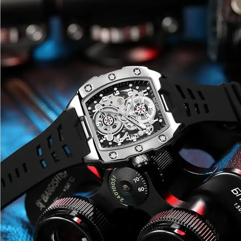 MEGIR Automatic Mechanical Watch 43x50mm Alloy Case 3ATM Water Resistant NEW